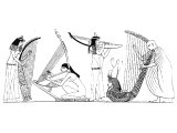 Egyptian harps. Heb.KiNOR. This word was used for a great variety of harps, as seen in following pictures. This is probably the Chaldean QaIThRoSs (Dan.3.5,7)